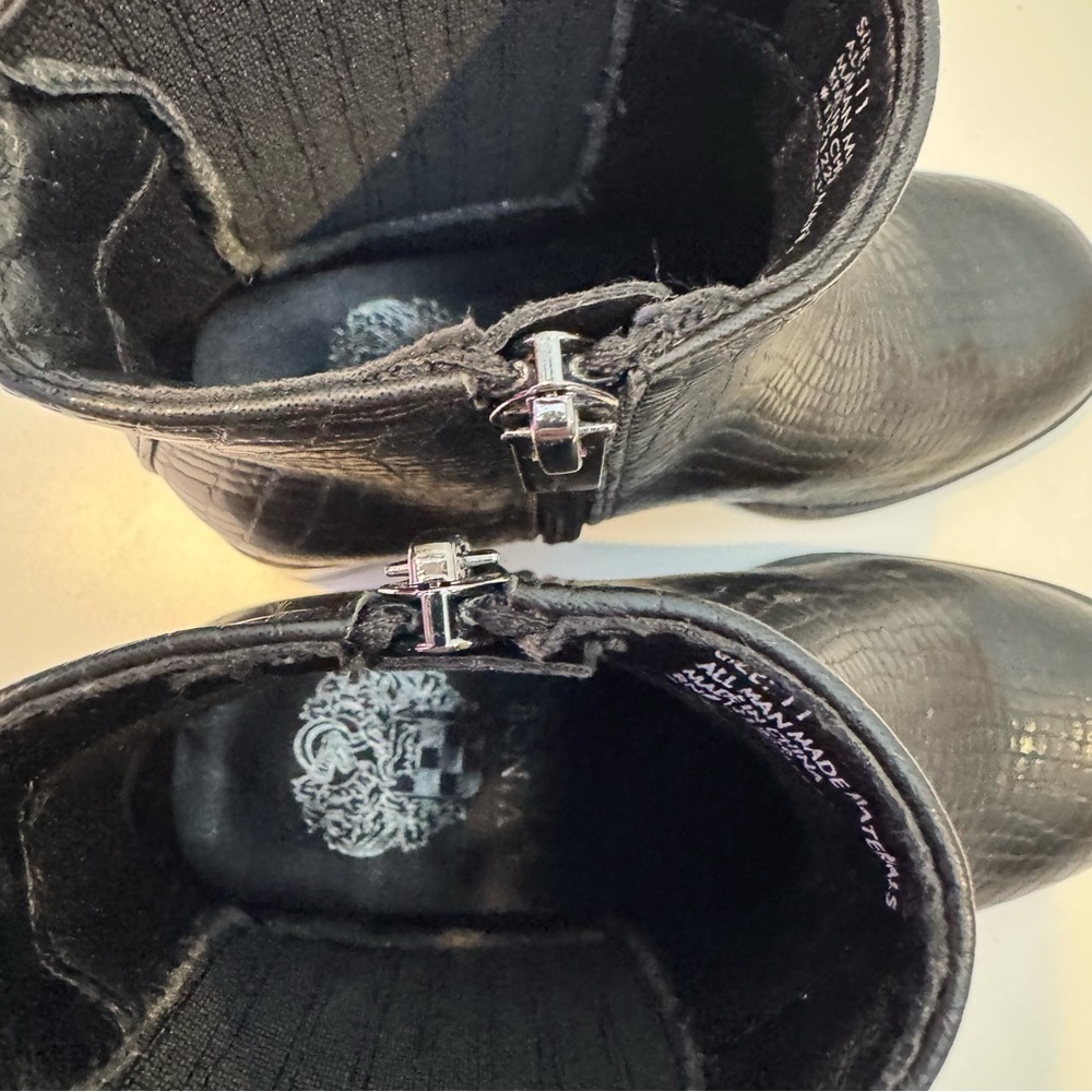 Vince Camuto Girls Black Textured Ankle Boots –Side Zip – Block Heel Sz 11 NWOT - Picture 7 of 10